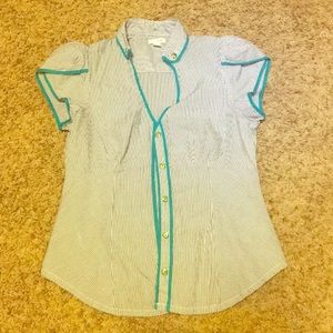 Anthropologie button down blouse with piping